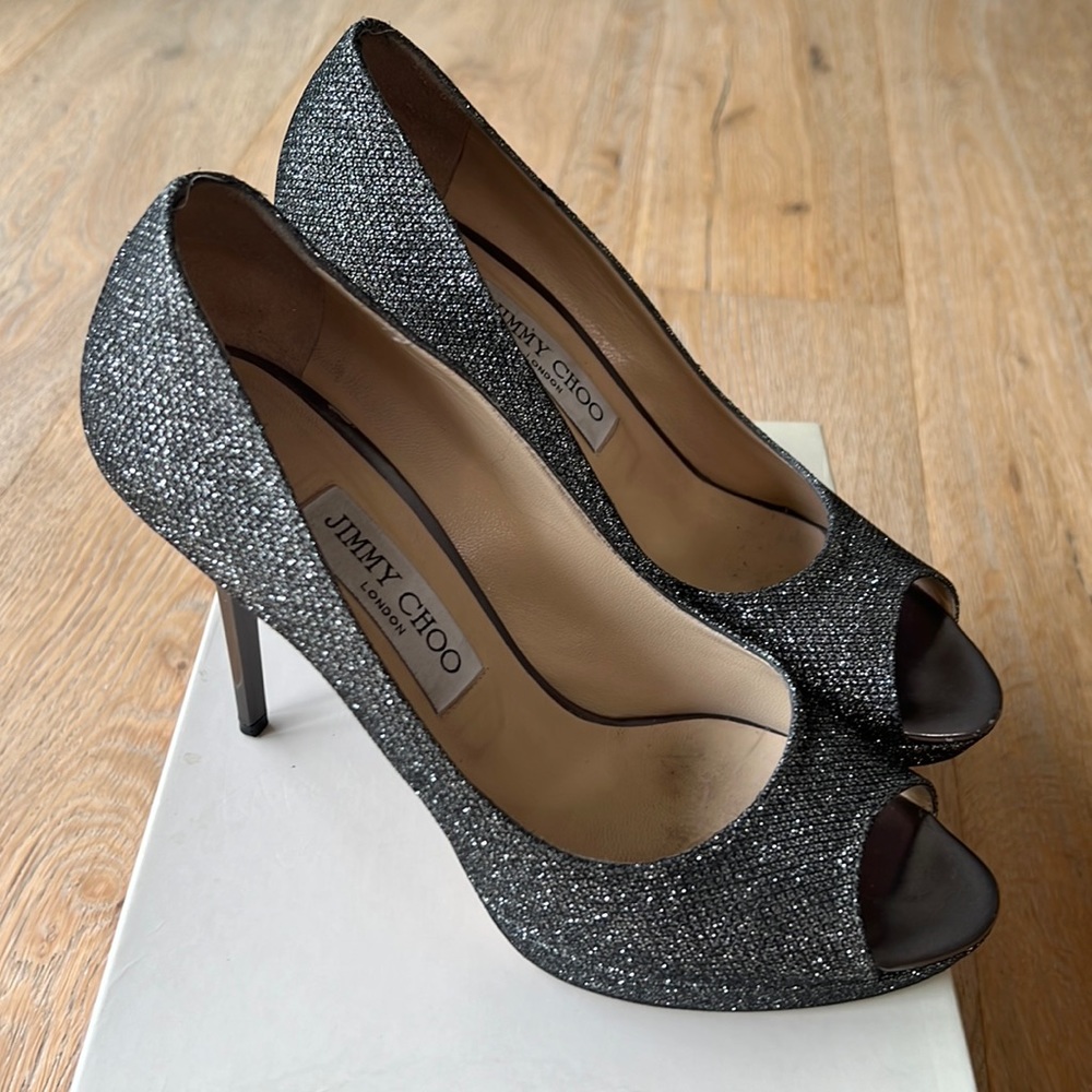 Jimmy choo Luna glitter Anthracite heels size 38